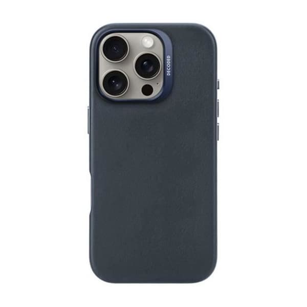 Fodral till iPhone 16 Pro Stötsäkert Läder Kompatibel MagSafe Decoded Blue