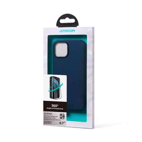 Coque Intégrale JOYROOM Full Cover 360 med Skärmskyddsfolie i Tempererat Glas för iPhone 13 Pro Max (Blå)