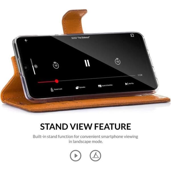 Skyddsfodral - SURAZO - Samsung Galaxy S21 5G - Äkta läder - RFID-skydd - Stöd funktion