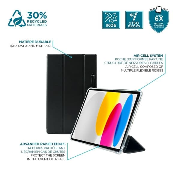 Skyddsfodral Folio - MOBILIS - iPad 11" A16 & 10.9" (10:e generationen) - Förstärkta hörn - Stöttålig - Svart