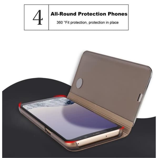 Samsung A41 fodral, fodral + härdat glas Skyddsfilm Flip Clear View Translucent Mirror Cover Stående 360° Stötsäkert fodral Sm