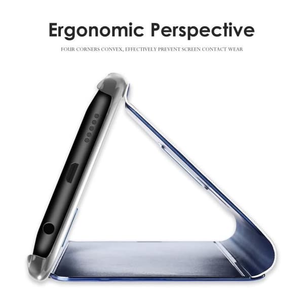 Samsung A41 fodral, fodral + härdat glas Skyddsfilm Flip Clear View Translucent Mirror Cover Stående 360° Stötsäkert fodral Sm