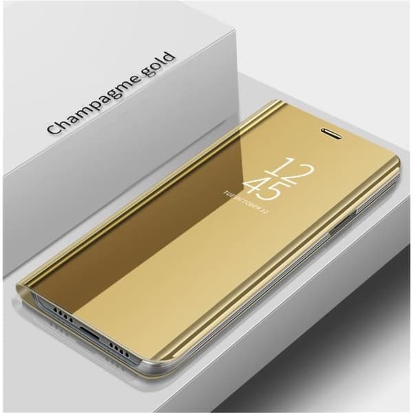 Samsung A41 fodral, fodral + härdat glas Skyddsfilm Flip Clear View Translucent Mirror Cover Stående 360° Stötsäkert fodral Sm