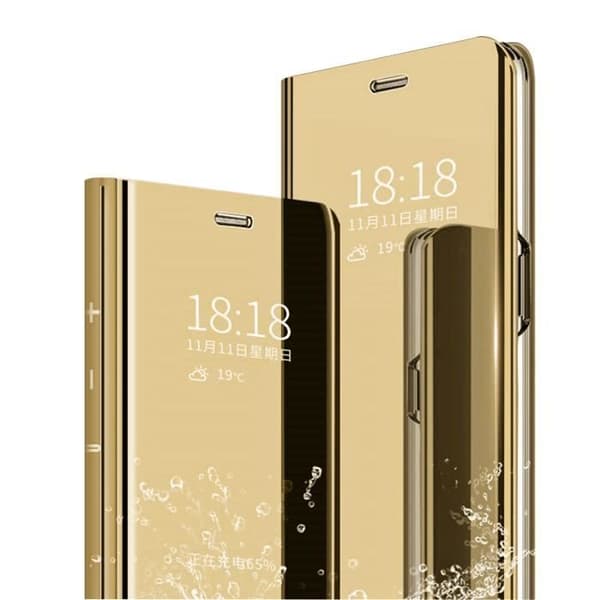 Samsung A41 fodral, fodral + härdat glas Skyddsfilm Flip Clear View Translucent Mirror Cover Stående 360° Stötsäkert fodral Sm