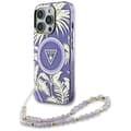 Miniatyrbild 1 av 6: Coque för iPhone 16 Pro Max - Guess IML Palms Triangel med Perldekor MagSafe (GUHMP16XHPCTPLSU) - Lila