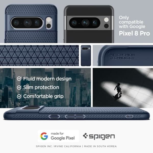 Coque Standard - SPIGEN - Google Pixel 8 Pro - Stöttålig - Ergonomisk - Marinblå
