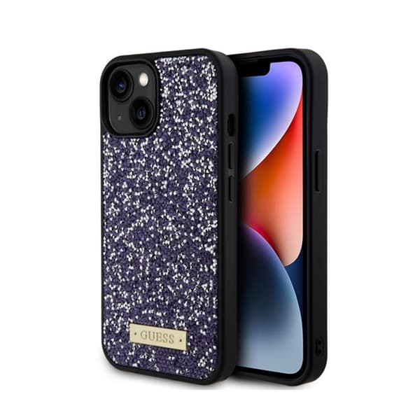 Telefonfodral - Gissa - iPhone 15 - Mässingsstrass - Hård - Rosa