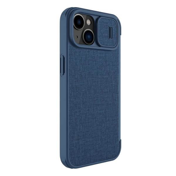 Nillkin QIN CLOTH PRO CASE FÖR IPHONE 14 PLUS KAMERAHUS HOLTARDECKNING MED FLIP BLÅ