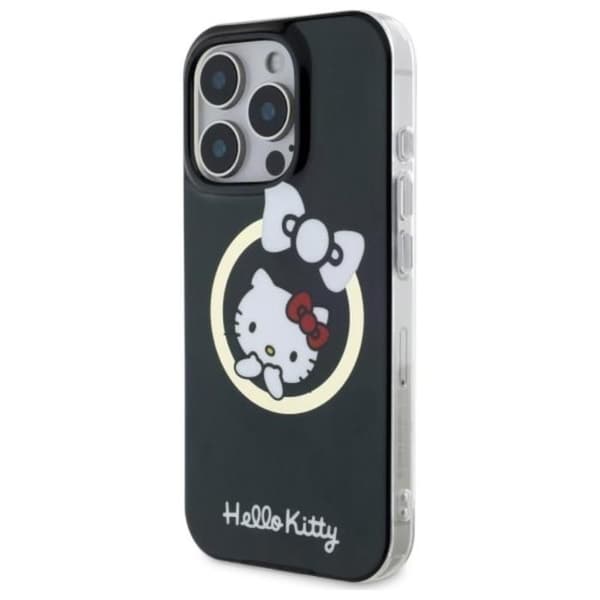 Coque för iPhone 16 Pro - Hello Kitty Hardcase IML Fun Bow MagSafe (HKHMP16LHFFLFLBK) - Svart