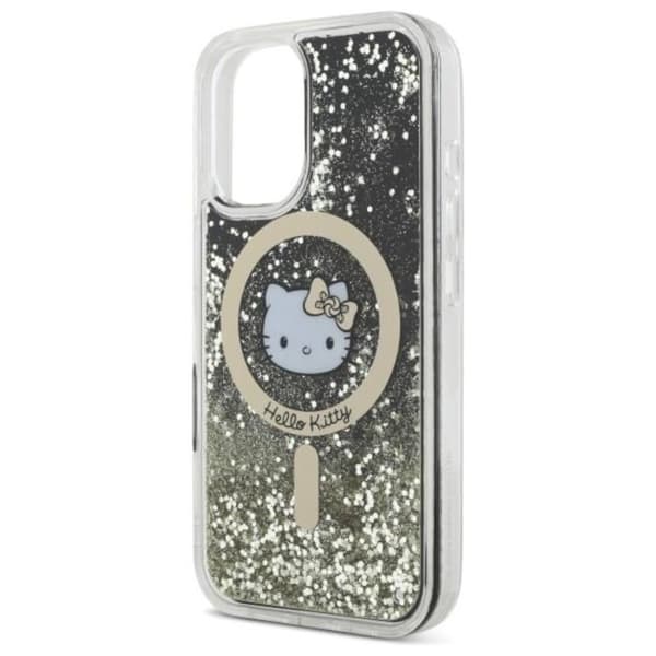 Coque pour iPhone 16 - Hello Kitty Hardcase Liquid Glitter Fever MagSafe (HKHMP16SLGDIK) - Svart/Gold