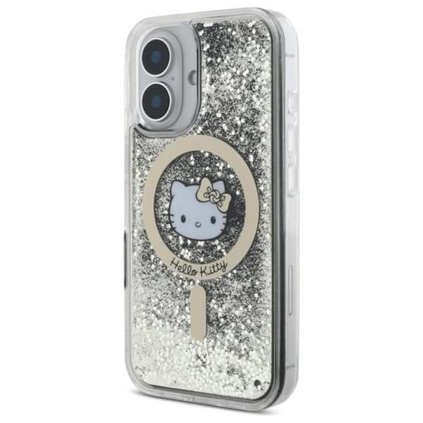Coque pour iPhone 16 - Hello Kitty Hardcase Liquid Glitter Fever MagSafe (HKHMP16SLGDIK) - Svart/Gold