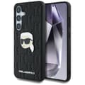 Miniatyrbild 1 av 6: Skinnfodral med monogram Karl Lagerfeld och Karl Head-logotyp för Samsung Galaxy S25+ (svart)