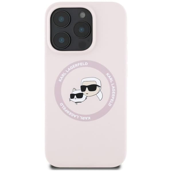 Coque för iPhone 16 Pro Max - Karl Lagerfeld Silicone MagSafe (KLHMP16XSKCHTCP) - Karl&Choupette Huvud Rosa