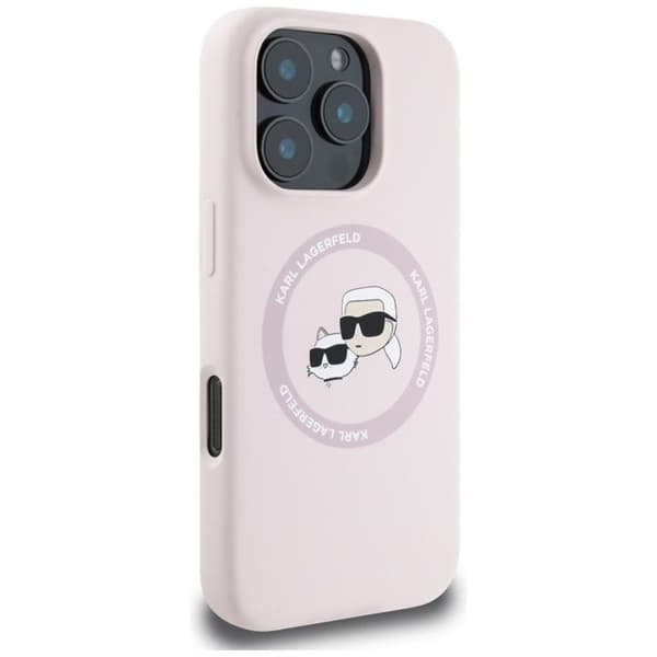 Coque för iPhone 16 Pro Max - Karl Lagerfeld Silicone MagSafe (KLHMP16XSKCHTCP) - Karl&Choupette Huvud Rosa