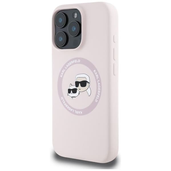 Coque för iPhone 16 Pro Max - Karl Lagerfeld Silicone MagSafe (KLHMP16XSKCHTCP) - Karl&Choupette Huvud Rosa