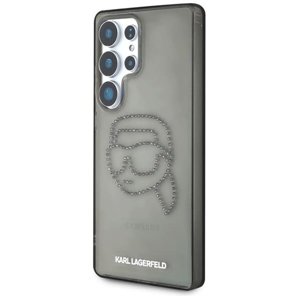 Coque för Samsung Galaxy S25 Ultra (svart) Karl Lagerfeld strass Karl Head-logotyp