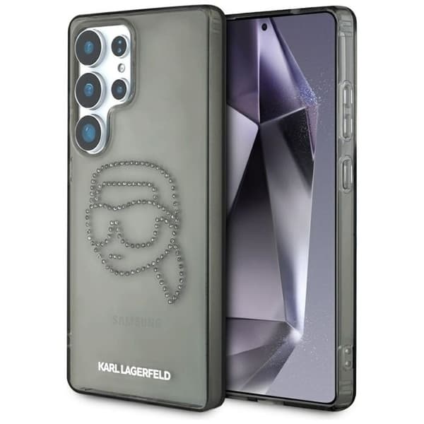 Coque för Samsung Galaxy S25 Ultra (svart) Karl Lagerfeld strass Karl Head-logotyp