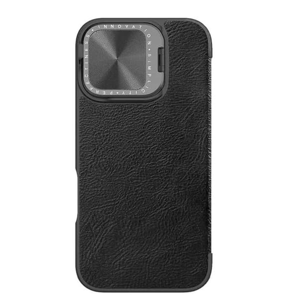 Skyddsskal - Nillkin - iPhone 16 - Läder - Svart - Semi-rigid