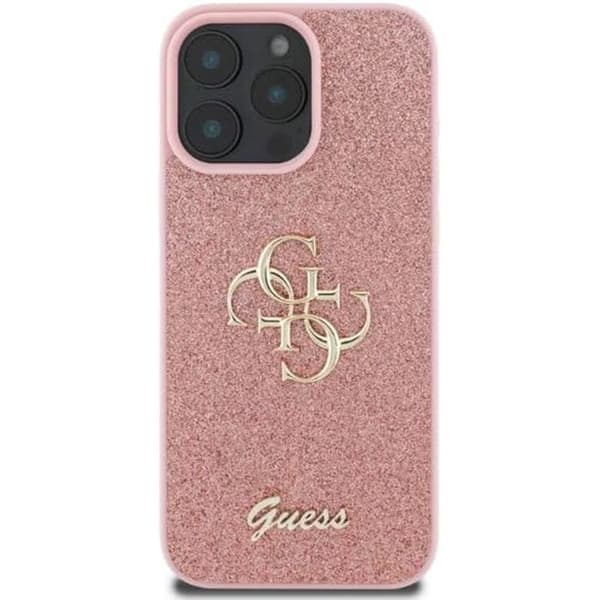 Coque Rigide - GUESS - Fasta Glitter Big 4G - TPU - Rosa - Kompatibel med iPhone 16 Pro Max