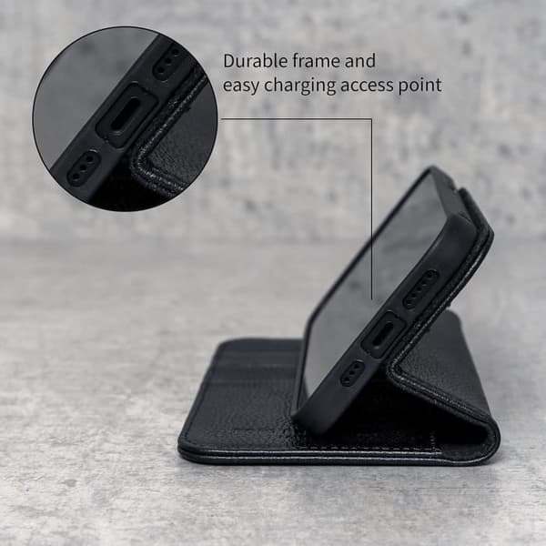 Skydd för Samsung Galaxy S20 Plus - Porter Riley - Äkta läder - Ren svart - Magnetisk - Strukturerad