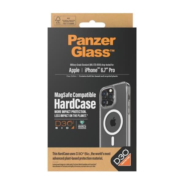 Coque - PanzerGlass - HardCase - Kompatibel med MagSafe - iPhone 15 Pro Max - D3O Transparent