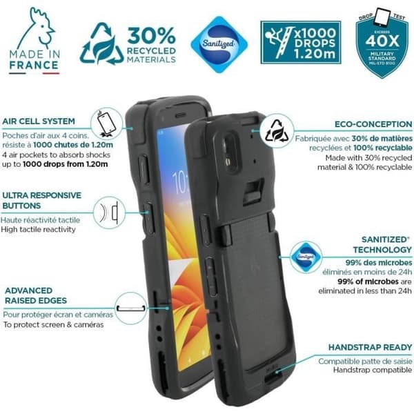 Coque - MOBILIS - Zebra TC22 TC27 - Militärskydd - Antimikrobiell - Stötsäkerhet