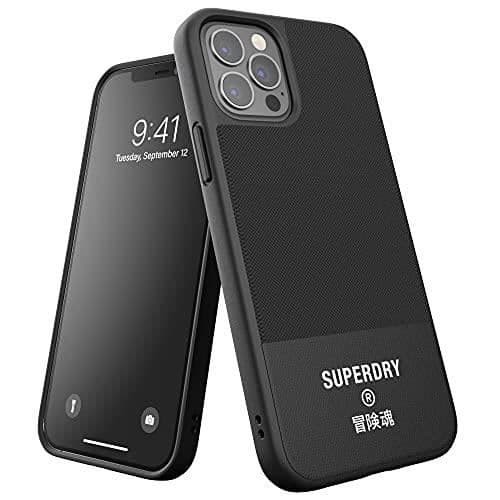 SUPERDRY IPHONE 12 - IPHONE 12 PRO 6.1 FODRAL, SVART GJUTET KANVAS FODRAL
