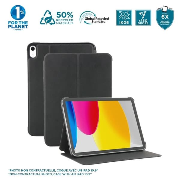Eko-designad fodral för iPad Air 11'' 2024 (M2), Stötskyddande fodral med intelligent lock för automatisk vila/väckning, Svart