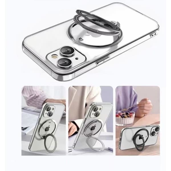 Cool magnetisk kåpa för iPhone 15 Pro, med svart ring