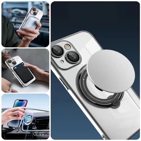 Cool magnetisk kåpa för iPhone 15 Pro, med svart ring