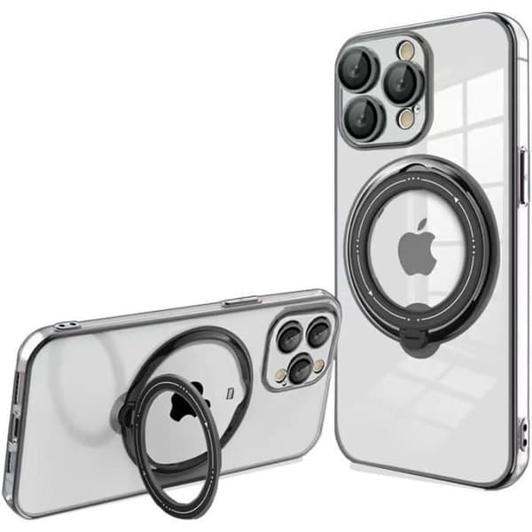 Cool magnetisk kåpa för iPhone 15 Pro, med svart ring