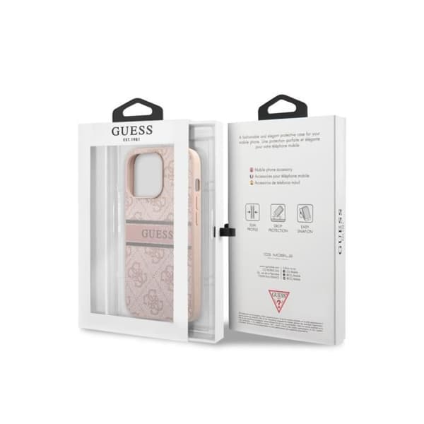 Fodral till Apple iPhone 13 Pro PU 4G Stripe Guess Pink