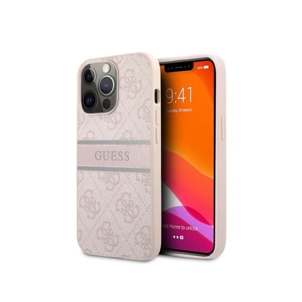 Fodral till Apple iPhone 13 Pro PU 4G Stripe Guess Pink