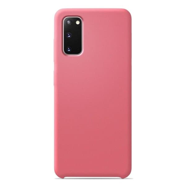 Vanligt Soft Touch Pink silikonfodral som är kompatibelt med Samsung Galaxy S20
