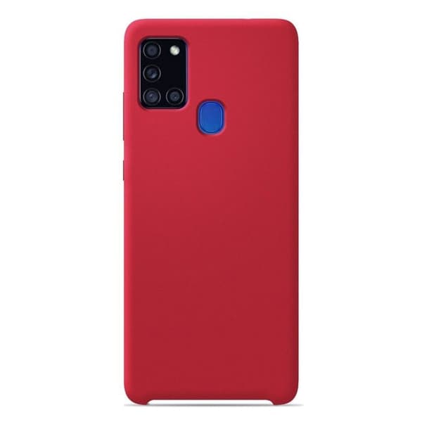 Vanligt Soft Touch Red silikonfodral som är kompatibelt med Samsung Galaxy A21S