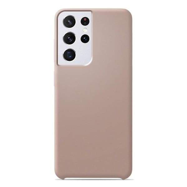 Vanligt Soft Touch rosa sand silikonfodral som är kompatibelt med Samsung Galaxy S21 Ultra