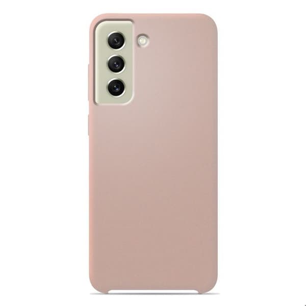 Vanligt Soft Touch rosa sand silikonfodral som är kompatibelt med Samsung Galaxy S21 FE