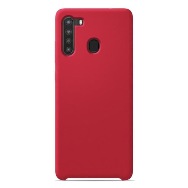 Vanligt Soft Touch Red silikonfodral som är kompatibelt med Samsung Galaxy A21