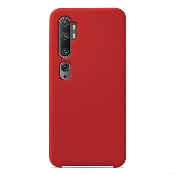 Vanligt Soft Touch Red silikonfodral som är kompatibelt med Xiaomi Mi Note 10