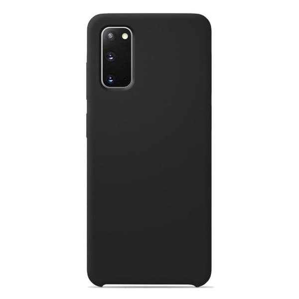 Vanligt Soft Touch Svart silikonfodral som är kompatibelt med Samsung Galaxy S20
