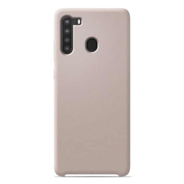 Vanligt Soft Touch rosa sand silikonfodral som är kompatibelt med Samsung Galaxy A21