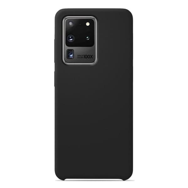 Vanligt Soft Touch Svart silikonfodral som är kompatibelt med Samsung Galaxy S20 Ultra