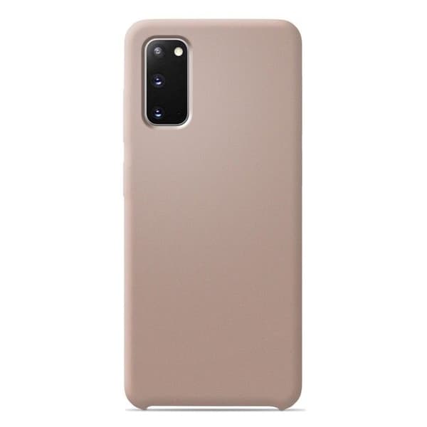 Vanligt Soft Touch rosa sand silikonfodral som är kompatibelt med Samsung Galaxy S20