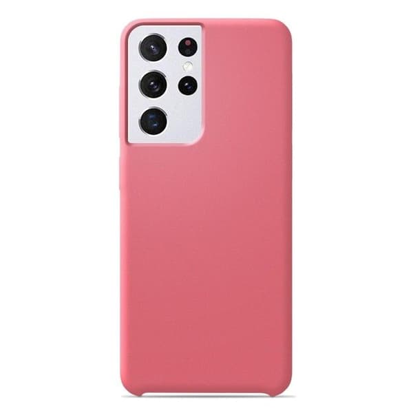 Vanligt Soft Touch Pink silikonfodral som är kompatibelt med Samsung Galaxy S21 Ultra