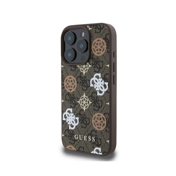 Coque för iPhone 16 Pro Kompatibel med MagSafe Edition 4G Peony Ultra-Chic Guess Brun