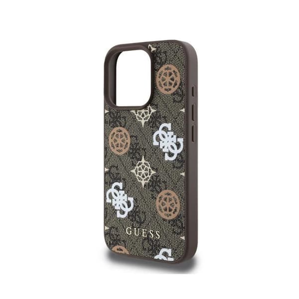 Coque för iPhone 16 Pro Kompatibel med MagSafe Edition 4G Peony Ultra-Chic Guess Brun