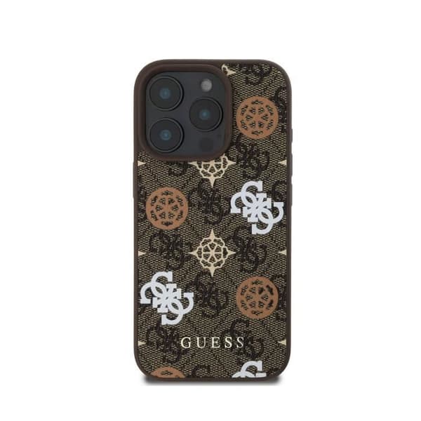 Coque för iPhone 16 Pro Kompatibel med MagSafe Edition 4G Peony Ultra-Chic Guess Brun