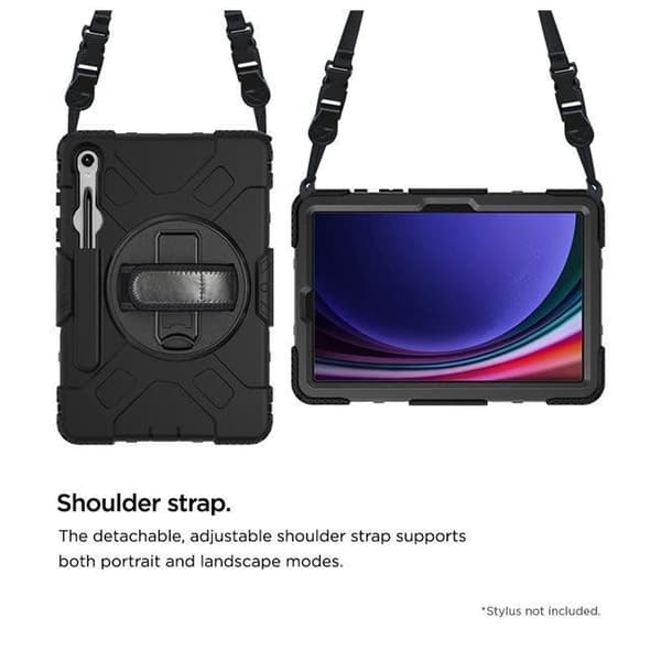 Fodral till Galaxy Tab S9/S9 FE - EIGER - Fullständigt skydd - 360° roterande handtag