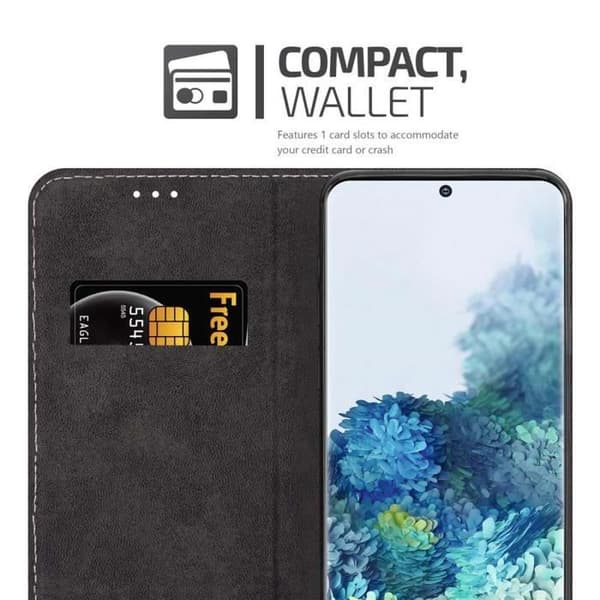 Coque - Cadorabo - Samsung Galaxy S20 - Similicuir - Svart - Magnetstängning