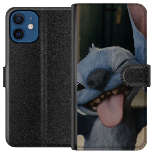 Apple iPhone 12 Tegnebogsetui Stitch Sød Alien - Blå Favorit fra Ydre Rummet